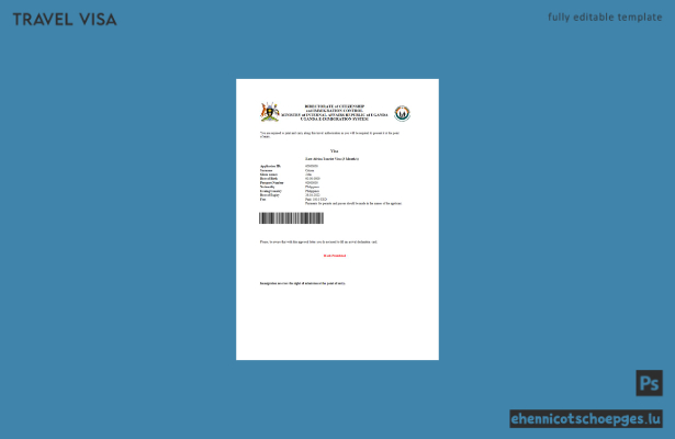 Uganda-E-Visum: Beispielansicht in Word und PDF